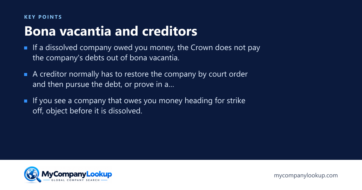 Bona vacantia and creditors: key points
