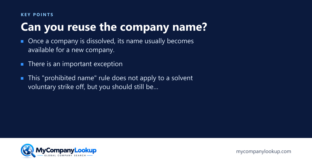 Can you reuse the company name?: key points