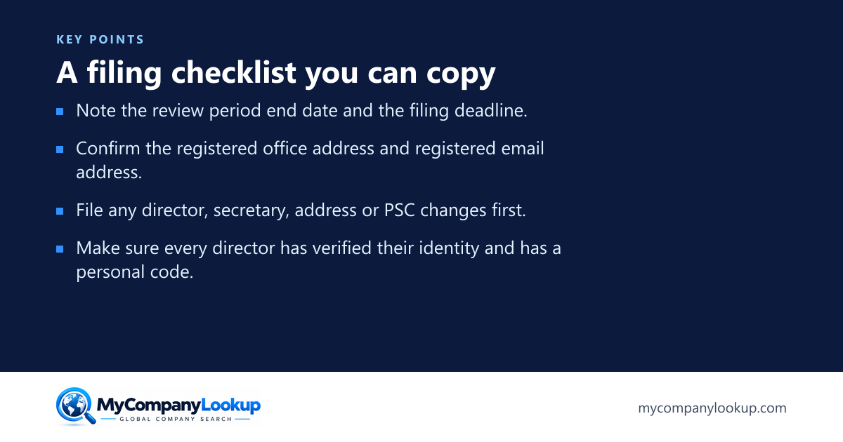 A filing checklist you can copy: key points