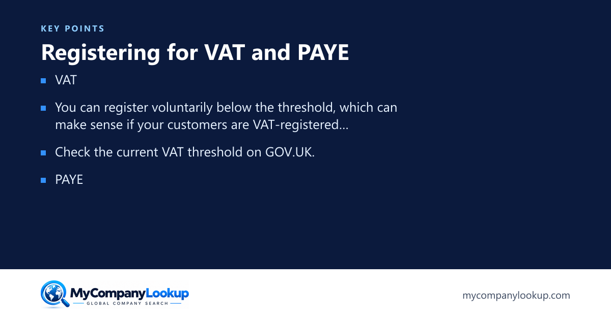 Registering for VAT and PAYE: key points