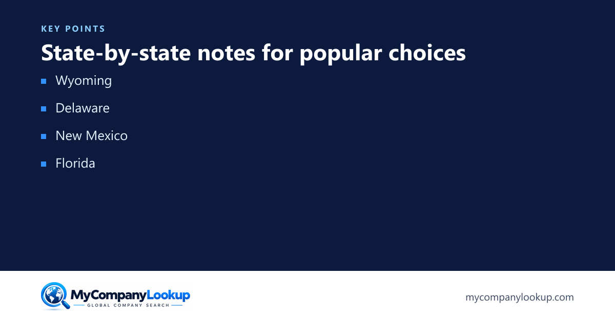 State-by-state notes for popular choices: key points