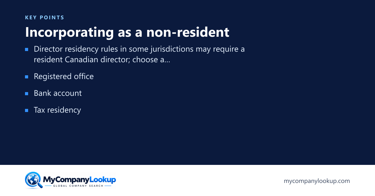 Incorporating as a non-resident: key points