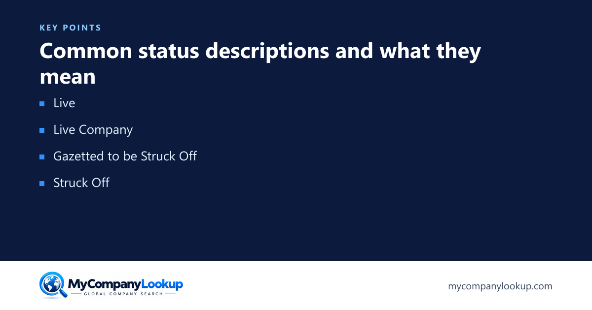 Common status descriptions and what they mean: key points
