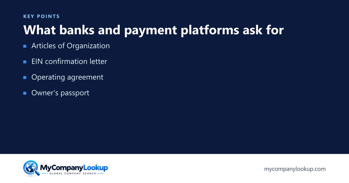 What banks and payment platforms ask for: key points